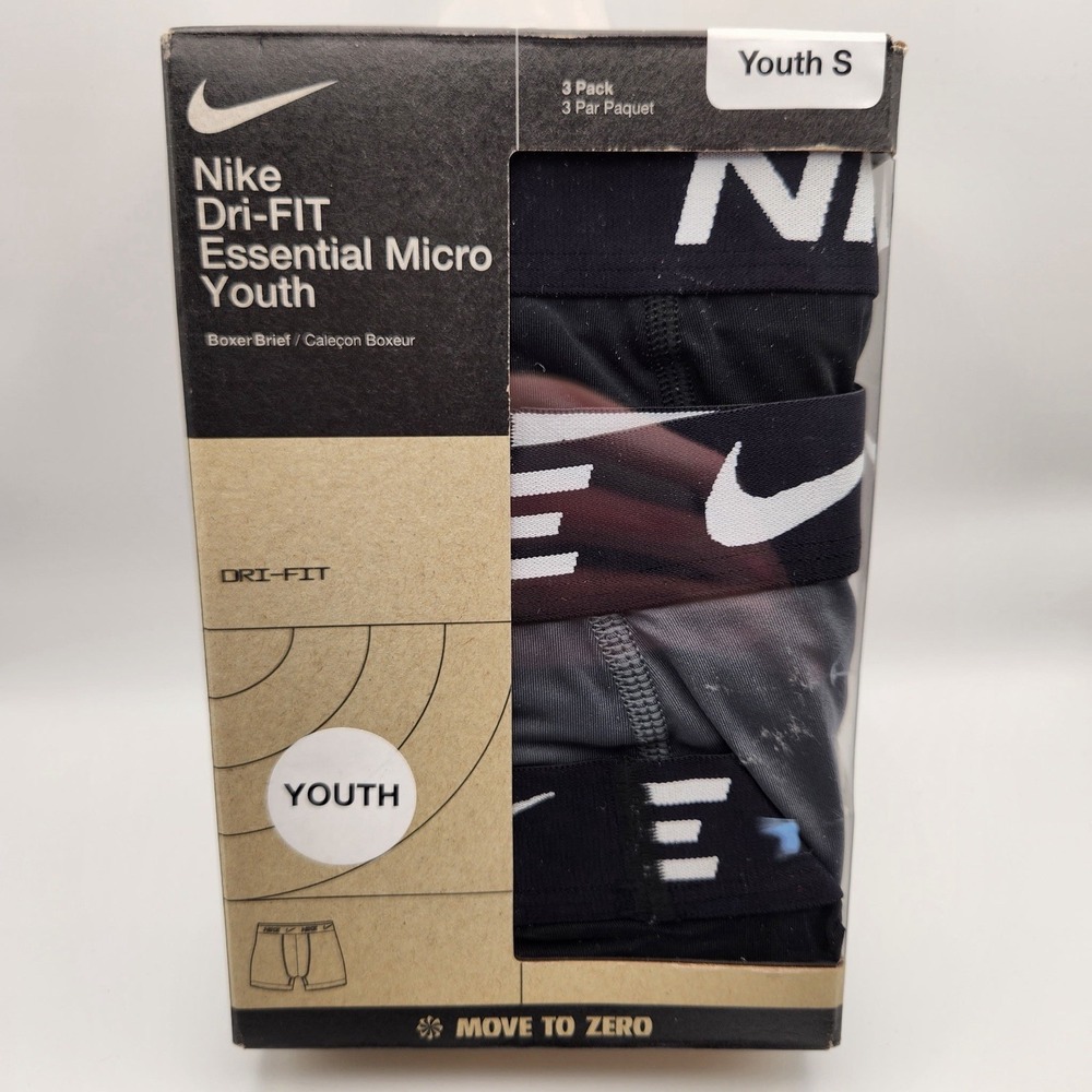 Nike Boys' Dri-FIT Essentials Micro Multi-Pack Boxer Briefs Youth Small 3 Pack